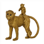 Benzara BM216554 Polyresin Standing Monkey Figurine with Baby, Gold