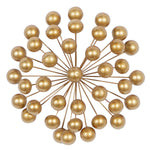 Benzara BM216555 Sunburst Design Metal Wall Decor with Spokes and Ball Ends, Gold