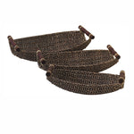 Benzara BM216556 Farmhouse Style Seagrass Basket with Metal Handles, Set of 3, Brown