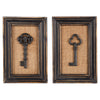 Benzara BM216559 Rectangular Wooden Frame Wall Decor with Antique Key Design, Set of 2,Black