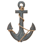 Benzara BM216562 Wooden Ship Anchor Design Accent Decor with Wrapped Rope, Gray