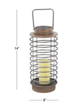Benzara BM216576 Metal Lantern with Cylindrical Shape and Ring Type Body, Black and Gray