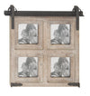 Benzara BM216577 Wooden Photo Frame with 4 Slots and Metal Accents, Brown and Black
