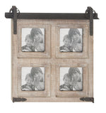 Benzara BM216577 Wooden Photo Frame with 4 Slots and Metal Accents, Brown and Black