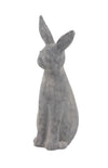 Benzara BM216580 Sitting Rabbit Polystone Statuette with Raised Ears, Weathered Gray