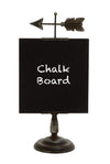 Benzara BM216581 Wooden Chalkboard with Metal Stand and Left Pointing Arrow, Black and Bronze