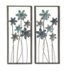 Benzara BM216584 Metal Wall Decor Frame and Floral Designs, Assortment of Two, Gray