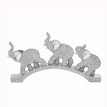 Benzara BM216592 Polystone Table Decor with 3 Elephants and Textured Details, Gray