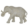 Benzara BM216600 Polyresin Elephant Figurine with Raised Trunk and Textured Body, White
