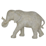 Benzara BM216600 Polyresin Elephant Figurine with Raised Trunk and Textured Body, White