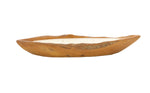 Benzara BM216601 Wooden Boat Shaped Candle Holder with Textured Details, Brown and White