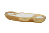 Benzara BM216602 3 Section Wooden Candle Holder with Candles, Large, Brown and White