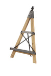 Benzara BM216608 Industrial Metal and Wooden Easel with Finial Accent, Large, Brown and Gray