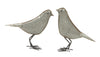 Benzara BM216609 Hammered Metal Bird Accent Table Decor with Metal Feet, Set of 2, Silver