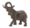Benzara BM216612 Polyresin Elephant Figurine with Raised Trunk and Textured Body, Brown