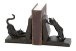 Benzara BM216613 Polystone Bookend Pair with Book Opening Cats, Black