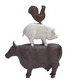 Benzara BM216614 Farmhouse Style Stacked Animal Sculpture Table Decor, Large,Brown and White