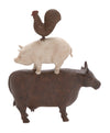 Benzara BM216616 Farmhouse Style Stacked Animal Sculpture Table Decor, Small,Brown and White