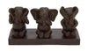 Benzara BM216622 3 Sitting Elephant Polystone Table Decor with Rectangular Base, Brown