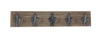 Benzara BM216624 Rectangular Wooden Plank with Five Metal Wall Hooks, Weathered Brown