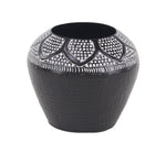 Benzara BM216625 Hammered Metal Decorative Vase with Embossed Texture, Black