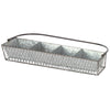 Benzara BM216626 Rectangular Wire Mesh Metal Plant Caddy with Handle and 4 Planters, Gray