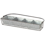 Benzara BM216626 Rectangular Wire Mesh Metal Plant Caddy with Handle and 4 Planters, Gray
