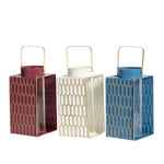 Benzara BM216628 Metal Lantern with Hexagonal Pattern and Handle, Set of 3, Multicolor
