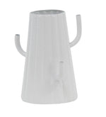 Benzara BM216636 Metal Cactus Vase with Tapered Body and 2 Extended Arms, White