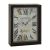 Benzara BM216639 Rectangular Wooden Wall Clock with Roman Numeral Dial, Brown and White
