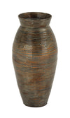 Benzara BM216642 Lacquer Bamboo Vase with Urn Shape Design and Wide Mouth, Bronze