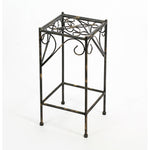 Benzara BM216724 ScrolLed Metal Frame Plant Stand with Square Top, Medium, Black