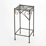 Benzara BM216725 ScrolLed Metal Frame Plant Stand with Square Top, Large, Black