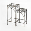 Benzara BM216726 ScrolLed Metal Frame Plant Stand with Square Top, Set of 2, Black