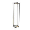 Benzara BM216734 2 Tier Square Stone Top Plant Stand with Metal Frame, Large, Black and Gray