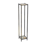 Benzara BM216734 2 Tier Square Stone Top Plant Stand with Metal Frame, Large, Black and Gray