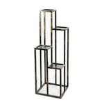 Benzara BM216736 4 Tier Cast Iron Frame Plant Stand with Tubular Legs, Black and Gold