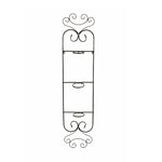 Benzara BM216738 3 Pot Space Metal Frame Wall Planter Decor with ScrolLed Design, Black