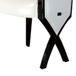 Benzara Leatherette Dining Chair with X Shaped Rear Legs, Set of 2,White and Black