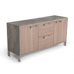 Benzara 2 Door Buffet with Faux Concrete Top and 2 Drawers, Brown and Gray