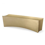 Benzara Contemporary Wooden Bench with Concave Edges, Champagne Gold