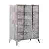 Benzara 5 Drawer Wooden Chest with Silver Trim Pulls and AngLed Metal Legs, Gray