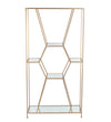 Benzara BM216819 Geometric Design Metal Shelf with Tubular Frame, Gold and Silver