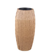 Benzara BM216834 Drum Shape Metal Planter with Woven Body, Large, Black and Brown