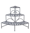 Benzara BM216843 3 Tier Double Scroll Adjustable Metal Plant Stand, Gray