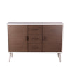 Benzara BM216848 Mid Century Style Sideboard with 2 Doors and 3 Drawers, White and Brown