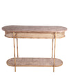 Benzara BM216851 Lattice Design Oblong Shape Bamboo Accent Table with Bottom Shelf, Brown
