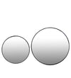 Benzara BM216853 Metal Round Wall Mirror with Wooden Backing, Set of 2, Black and Silver
