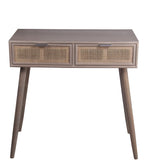 Benzara BM216856 2 Drawer Wooden Console Table with Angled Legs, Gray and Beige