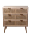 Benzara BM216861 3 Drawer Wooden Accent Chest with Mesh Pattern Front, Light Brown